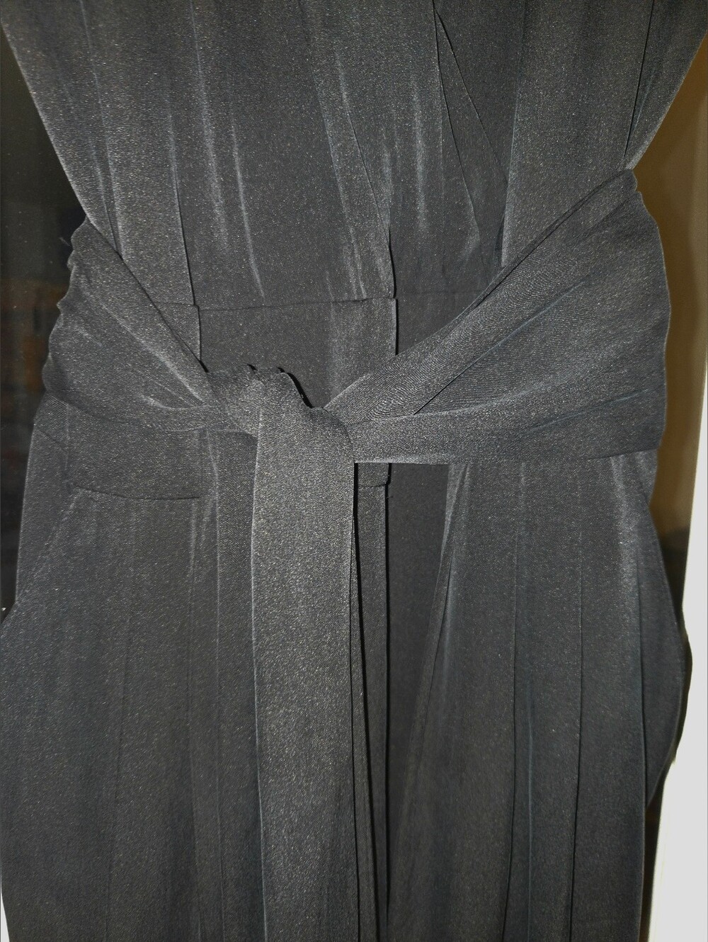 CATHERINE MALANDRINO FAVORITES Black Sleeveless Silk Jumpsuit Size 6 - Picture 5 of 8